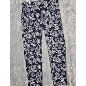 New Directions Womens  PANTS  Size 10  Navy Blue white Stretch Tummy Panel